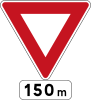 B4-Give Way sign 150 metres ahead